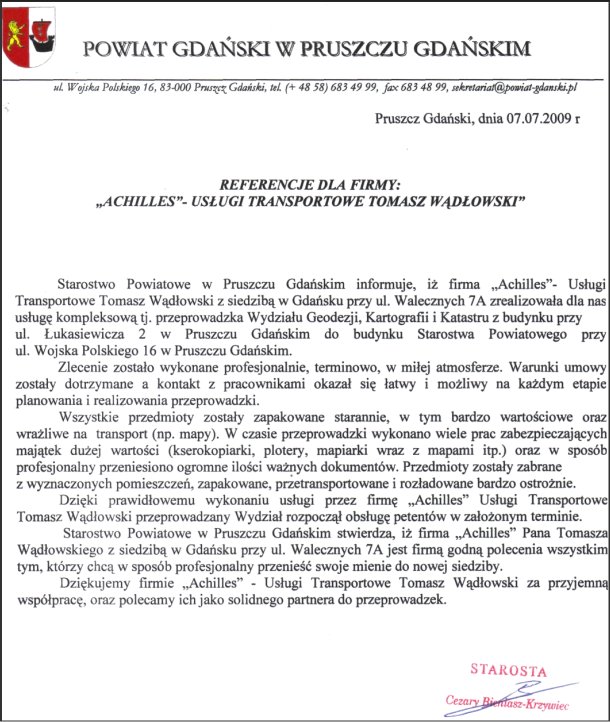 Referencje - Starostwo